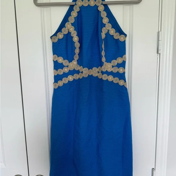 Lilly Pulitzer | Dresses | Lilly Pulitzer Blue And Gold Halter Dress |  Poshmark